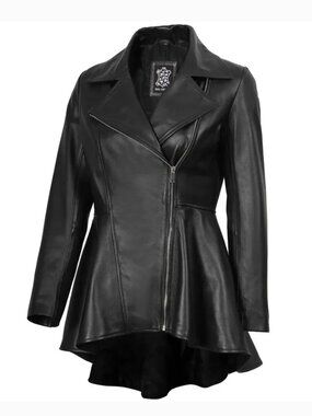 Angel Jackets Black Leather Peplum Jacket